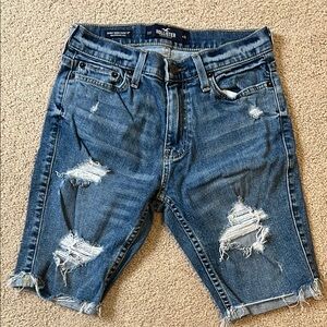 Hollister Men's Blue Distressed Denim Shorts